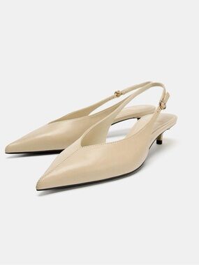 ZARA KITTEN HEEL SLINGBACK SHOES